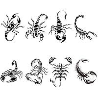 8 Sheets Black Scorpion Temporary Tattoos Animal Birthday Party Decorations Supplies Favors Body Art Tattoo Stickers for Men 