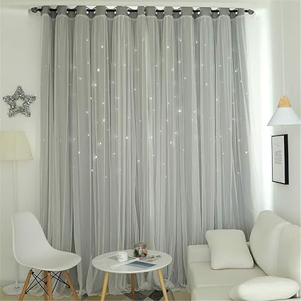 Amazon Com Blurry Hollow Star Thermal Insulated Curtains For