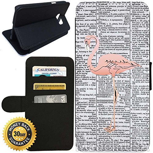 Flip Wallet Case for Galaxy S7 (Pink Flamingo on Text) with Adjustable Stand and 3 Card Holders | Shock Protection | Lightweight | Includes Stylus Pen by Innosub