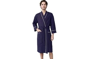 YUSnooL Turkish Waffle Robes for Men, Men's Lightweight Cotton Bathrobe