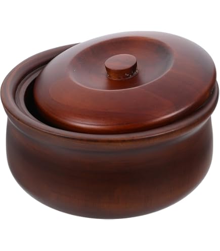 Rounded Edge Mushiwan Wooden Bowl With Lid - Jumbo