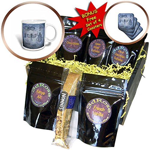 3dRose Andrea Haase Animals Illustration - Vintage Drawing Of Bugs And Beetles In Blue - Coffee Gift Baskets - Coffee Gift Basket (cgb_271186_1)