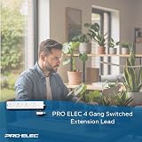 PRO ELEC 4 Gang Socket Extension Lead 5m Individual Switched BS1363 White view 4