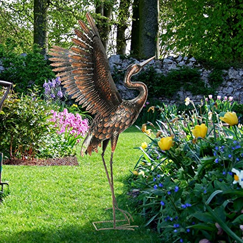 chisheen Garden Crane Statues for Outdoor Metal Yard Art Heron Statues