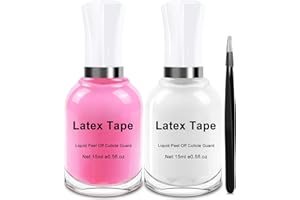 GJNL Liquid Latex for Nails, 30ML Latex Tape Peel Off Cuticle Guard, 2 Pack Simply Peel Cuticle Protectors for Nail Art with Tweezers