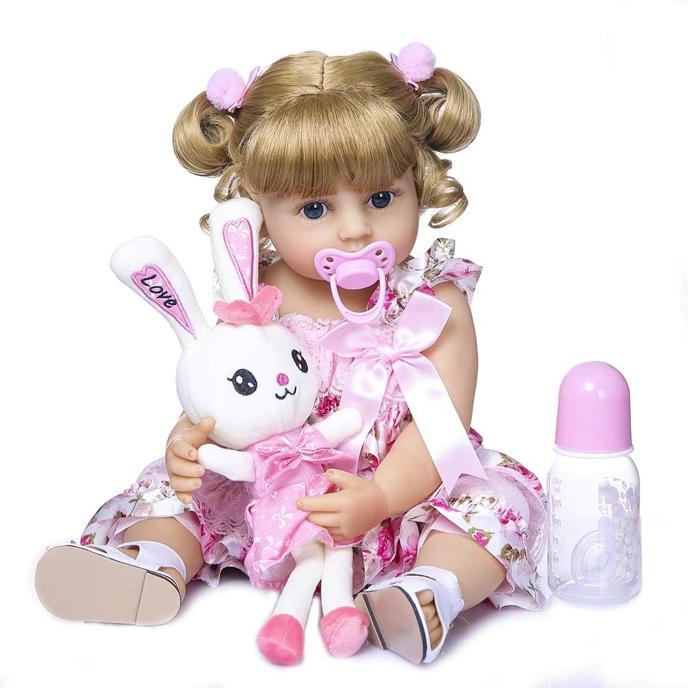 Anano 22 Inch Soft Baby Girl Doll Full Body Silicone Reborn Baby Girls