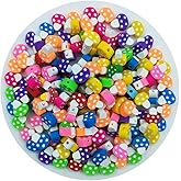 ANSGGB 200pcs Mushroom Polymer Clay Beads, Mixed Mushrooms Charm Spacer Beads for DIY Bracelet Necklace Jewelry Making