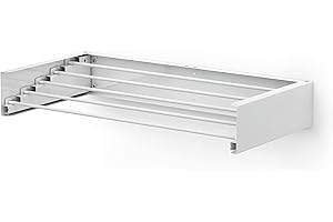 GORILLALINE GorillaRack - Laundry Drying Clothes Rack | Retractable Clothing Rack Wall Mount | Clothes Drying Rack Indoor Outdoor For Hanging Heavy Duty Laundry | Large Stainless Steel White