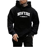 SweatyRocks Men's Casual Hooded Sweatshirt Letter Print Long Sleeve Drop Shoulder Pullover Tops