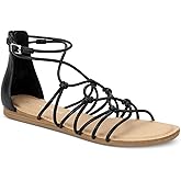 Sun + Stone Womens Buckle Gladiator Sandals Black 10 Medium (B,M)