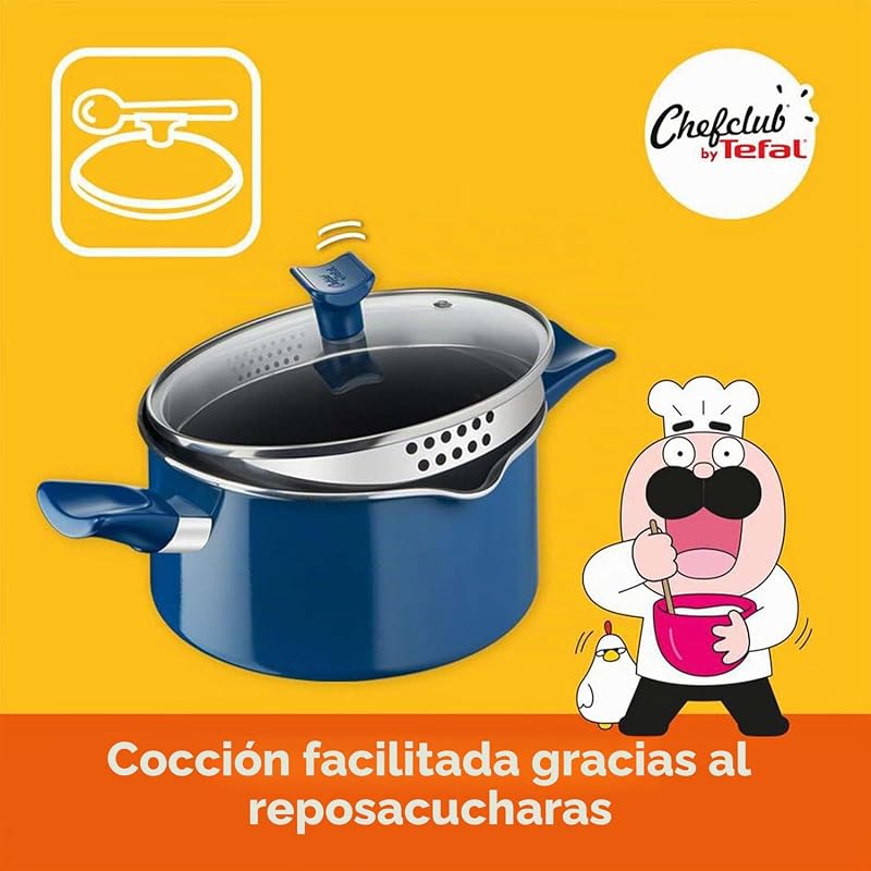 Chefclub by Tefal - Juego de Cocina (28 cm, olla 20 cm + Tapa, Cuchillo de Cocina Fresh Kitchen, 2 Tablas de Cortar, Libreto Receta G804S404