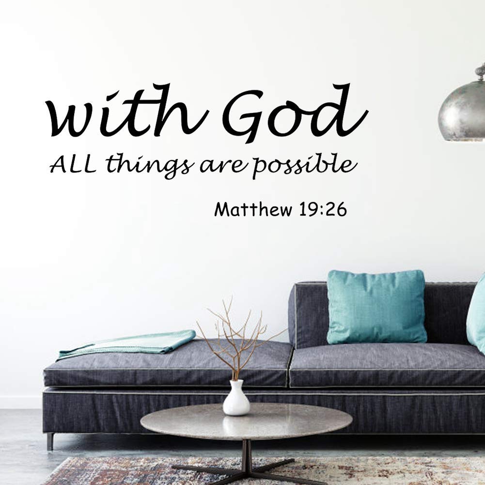 Alvinlite With God Wall Stickers - Bible Words Quote Wall Decor Art Home Removeable Decoration