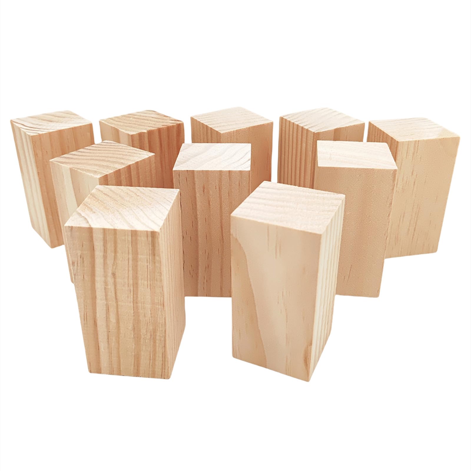 10PCS Unfinished Wooden Blocks for Carving,10x5x5cm Rectangular Wood Craft Cubes, Whittling Wood Blank Blocks for DIY Carving