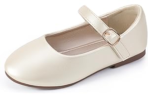PANDANINJIA Girls Dress Shoes Flower Girl Ballet Pearl Flats Adela Wedding Party School for Toddler Little Kid