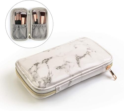 Amazon Co Jp Maange 化粧ポーチ 化粧ブラシポーチ コスメポーチ 小物入れ 機能的メイクポーチ ブラシ収納ポーチ コンパクト 高級puレザー 出張 旅行 持ち運びに便利 大理石柄 ビューティー
