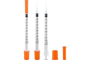 ATSUHUT 20 Pack 1ml Syringes with Needle, Disposable U-100 1cc Syringe 30G 1/2 Inch Needle, Sterile Individually Wrapped