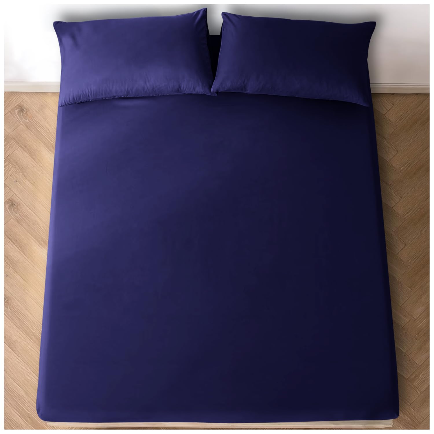 GC GAVENO CAVAILIA Polycotton Fitted Sheets Super King, Easy To Fit Finest Bedding Sheet With Elasticated Corners, Navy, 708421