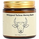 SURORAIN Whipped Tallow Honey Lip Balm, Tallow Honey Body Balm, Grass-Fed Tallow Skin Cream Body Moisturizer, Deeply Moisturizing and Nourishing for Dry Skin, Suitable for Dry, Chapped Skin