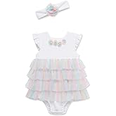 Little Me Clothes for Baby Girls' Popover Bodysuit Dress and Headband Set, 3-12 Months