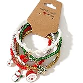 Opalencian Christmas Holiday Beaded Bracelets for Women Bulk,Bohemian Stackable Stretch Colorful Beads Bracelet Charm Jewelry Gift