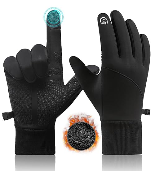 CRAZY SHARK Winter Warm Gloves, Windproof Water-Resistant Thermal Anti-slip Touch Screen Cycling Gloves for Men Women Hiking Climbing Riding Bike Outdoor Sports