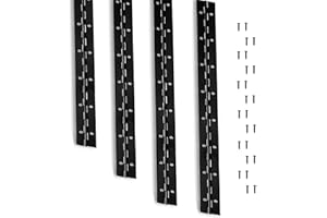 Yeecheng 4PCS 16Inch Heavy Duty Piano Hinge,0.05" Thickness,2" Open Width Stainless Steel Black Continuous &Piano Hinge with Holes and Screws.
