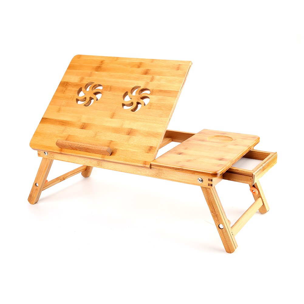 Wooden Folding Portable Laptop Desk Computer Stand Notebook Table Bed