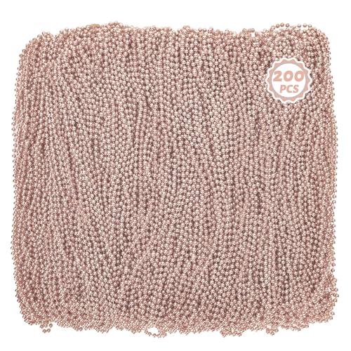 Huskein 33" Mardi Gras Beads, 200PCS Bead Necklaces, Rosegold Mardi Gras Party Costume Beads Accessories, Parade Throws Bulk for Christmas Pirate Wedding Birthday Party Supplies Favors