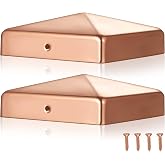 Tandefio 2 Pcs 4''x4'' Solid Copper Post Caps with Screws | Pyramid Decking , for Metal, Wood, Cedar Fence, Deck Corridors, Mailbox Posts End Cover,Outdoor Waterproof,Patio Decor