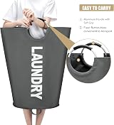 Maxsilan 90L Large Laundry Basket Freestanding Collapsible Hamper Dark Grey view 5