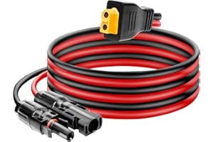Ansoufien Solar Panel Connector to XT60 Connector Cable 3FT, 10AWG Solar to XT60 Charge Extension Cable XT60 (Plug Female) Cable for RV Folding Solar Panel, Portable Power Station, Solar Generator