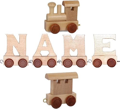 Ebyreo Petit Train Avec Jeu De Lettres Du Nom Avec Locomotive Et Wagon De Queue En Bois Personnalisable Cadeau De Naissance Bapteme Entree En Classe Amazon Fr Bebes Puericulture