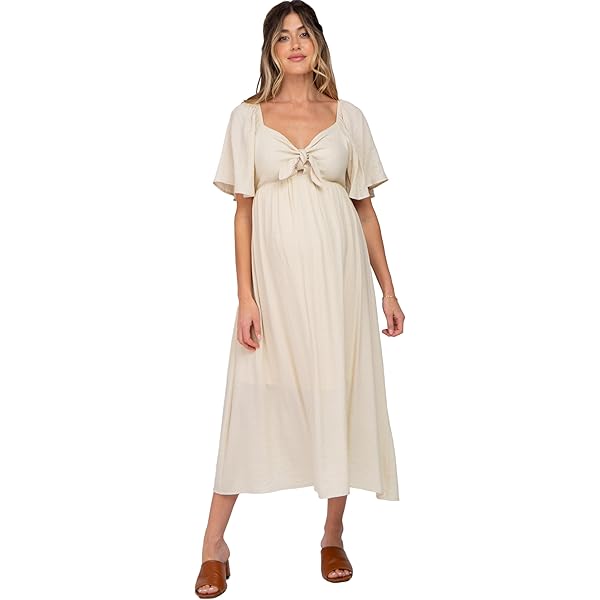 PinkBlush Cream Off Shoulder Ruffle Tiered Maternity Maxi Dress at Amazon  Women's Clothing store