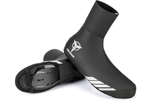 GEWAGE Cycling Shoe Covers Winter Thermal Warm Cycling Overshoes Water Resistant Windproof Bike Bicycle Shoe Covers for Man Woman (BLACK, X-Large)