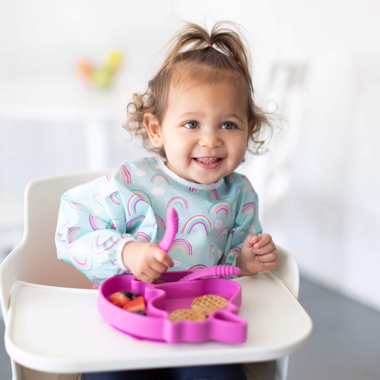 Bumkins Sleeved Bib, Handy Tie Closure for Custom Fit Catch-All Pocket, Baby-Led Weaning, Waterproof, Machine Washable - Image 4