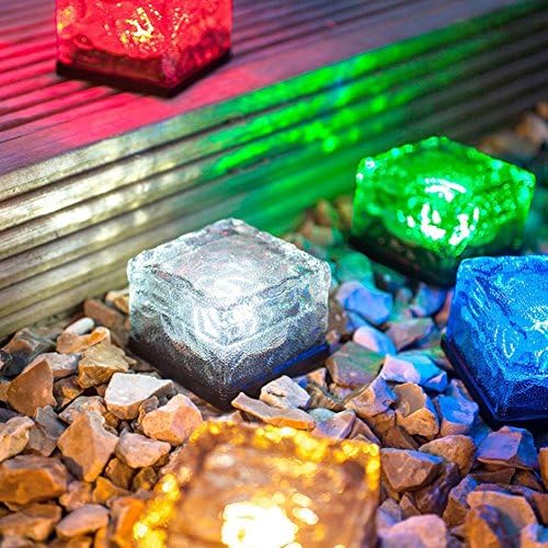 SurSynch Waterproof Solar Path Ice Cube Lights Color Changing(RGB)LED Frosted Glass Brick Rock Lamp In-groud Buried Lights for Path Yard Garden(Pack of 1 )