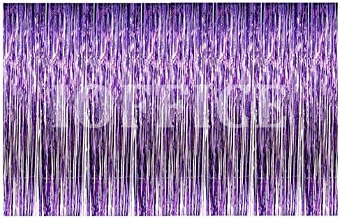 12 FT X 8 FT. Metallic Purple Foil Fringe Curtains Door Window Curtain Party Decoration (12' x 8', Purple)