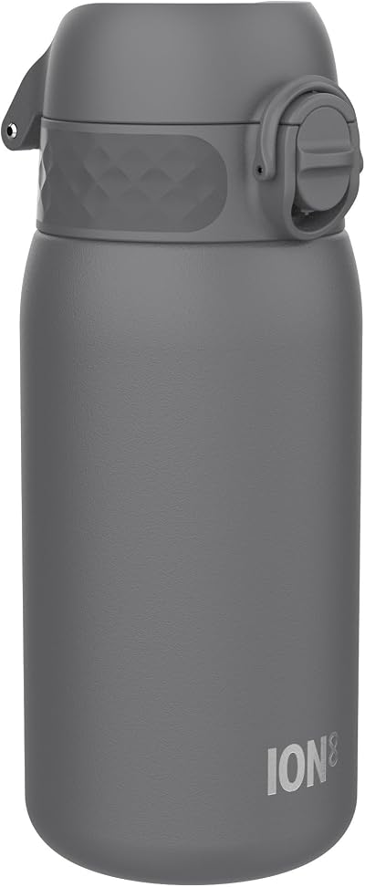 Ion8 Lightweight Steel Kids Water Bottle 400ml Grey Leak Proof Dishwasher Safe