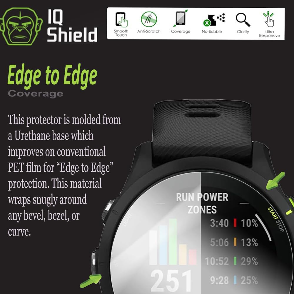 IQShield Screen Protector Compatible with Garmin Forerunner® 265 (6-Pack) Anti-Bubble Clear TPU Film