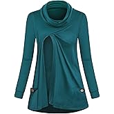 Joymom Maternity Warm Cowl Neck Nursing Sweatshirt Breastfeeding Tunic Tops