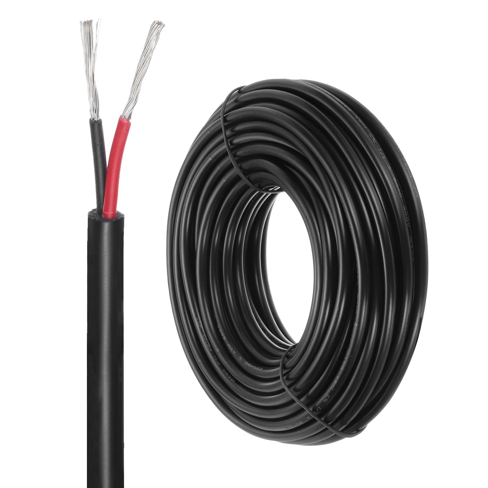 DMiotech 18 Gauge Wire Electrical Wire 2 Conductor, 18 AWG Extension Cable Cord 50 Ft/15 m UL2464 300V Stranded Tinned Copper Wire for LED Lighting Automotive