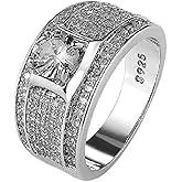 Square Cut Simulation 5A Moissanite Engagement Ring 925 Sterling Silver CZ Ring Men's Ring Fashion Domineering Business Men's Wedding Ring Inlaid Zircon Ring CZC012 (9)