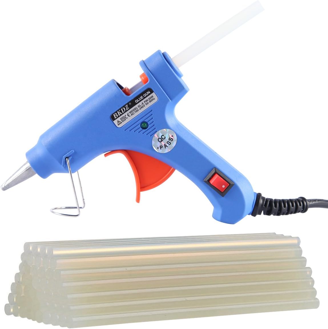 Hot Glue Gun With Glue Sticks,BKDZ 20W Electric Melt Mini Glue Gun with 50 pcs Gule Sticks (7mm x 150mm) Super Adhesive for DIY,Craft,Hobby,Metal, Wood, Glass,Card,Fabric,Plastic,Ceramic（UK Plug）