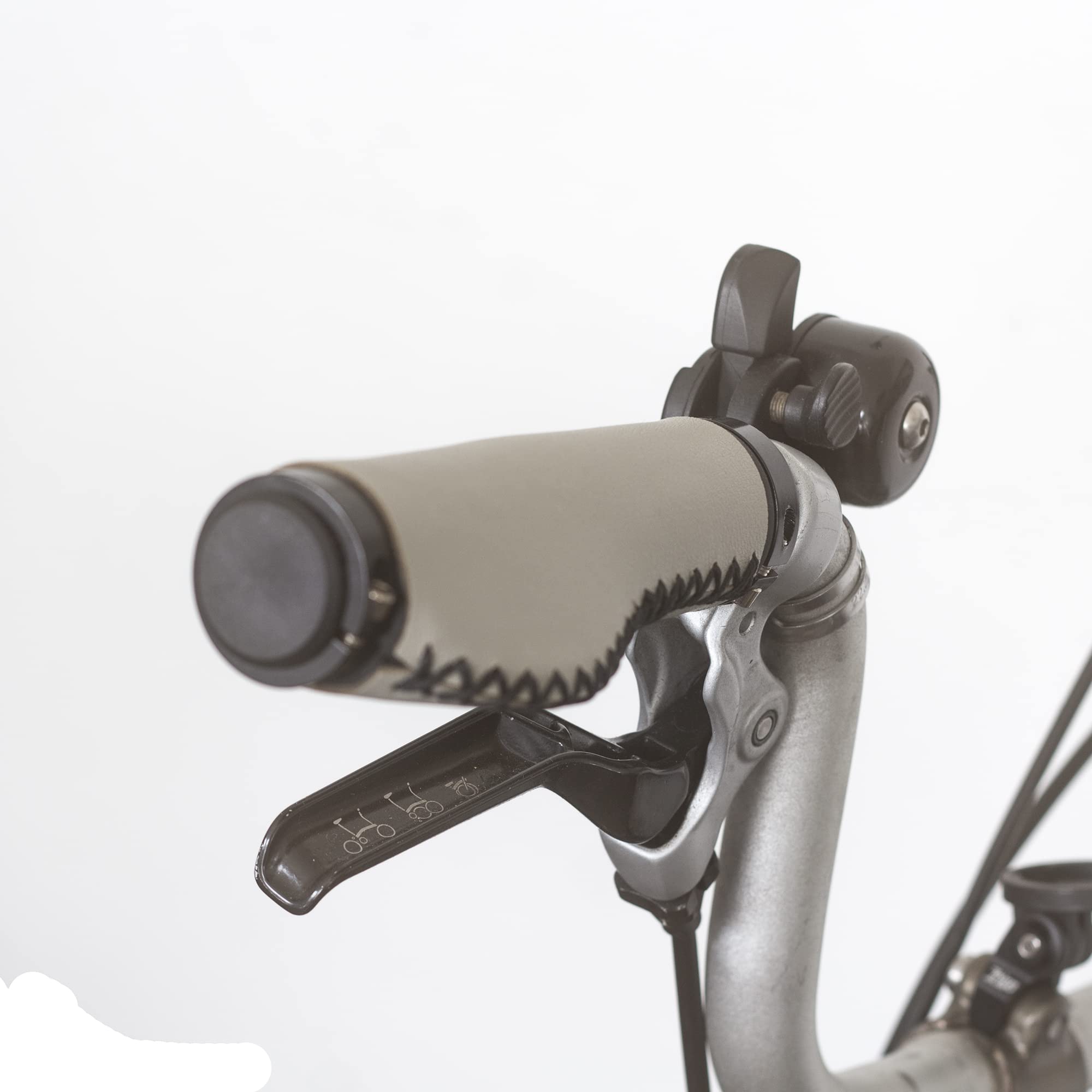 London Craftwork Ergonomic Eco Leather Grips for BROMPTON folding bike in GREY