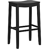 Hillsdale Fiddler Wood Backless Bar Height Stool with Saddle-Style Seat, Black
