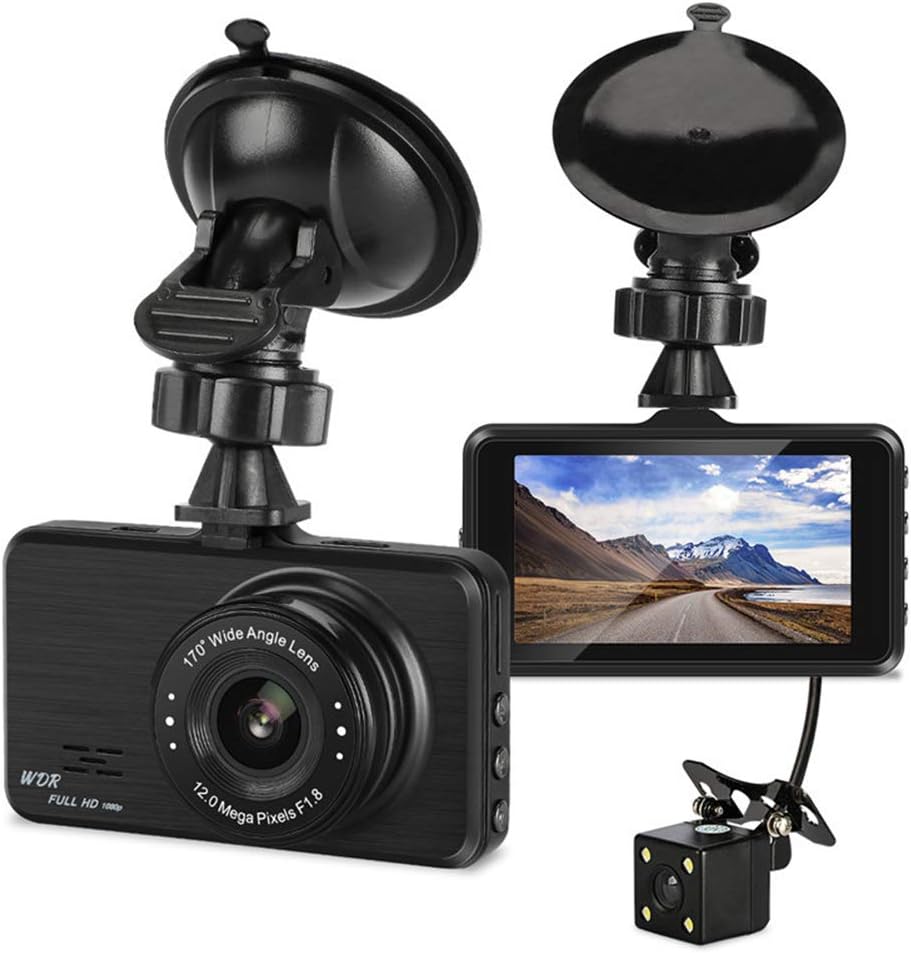 TZK Car Recorder,3.0 Inch Car DVR Camera Dual Lens Full HD 1080P Rear View Camera 170 Degree Dashcam Camera Video Recorder G-Sensor