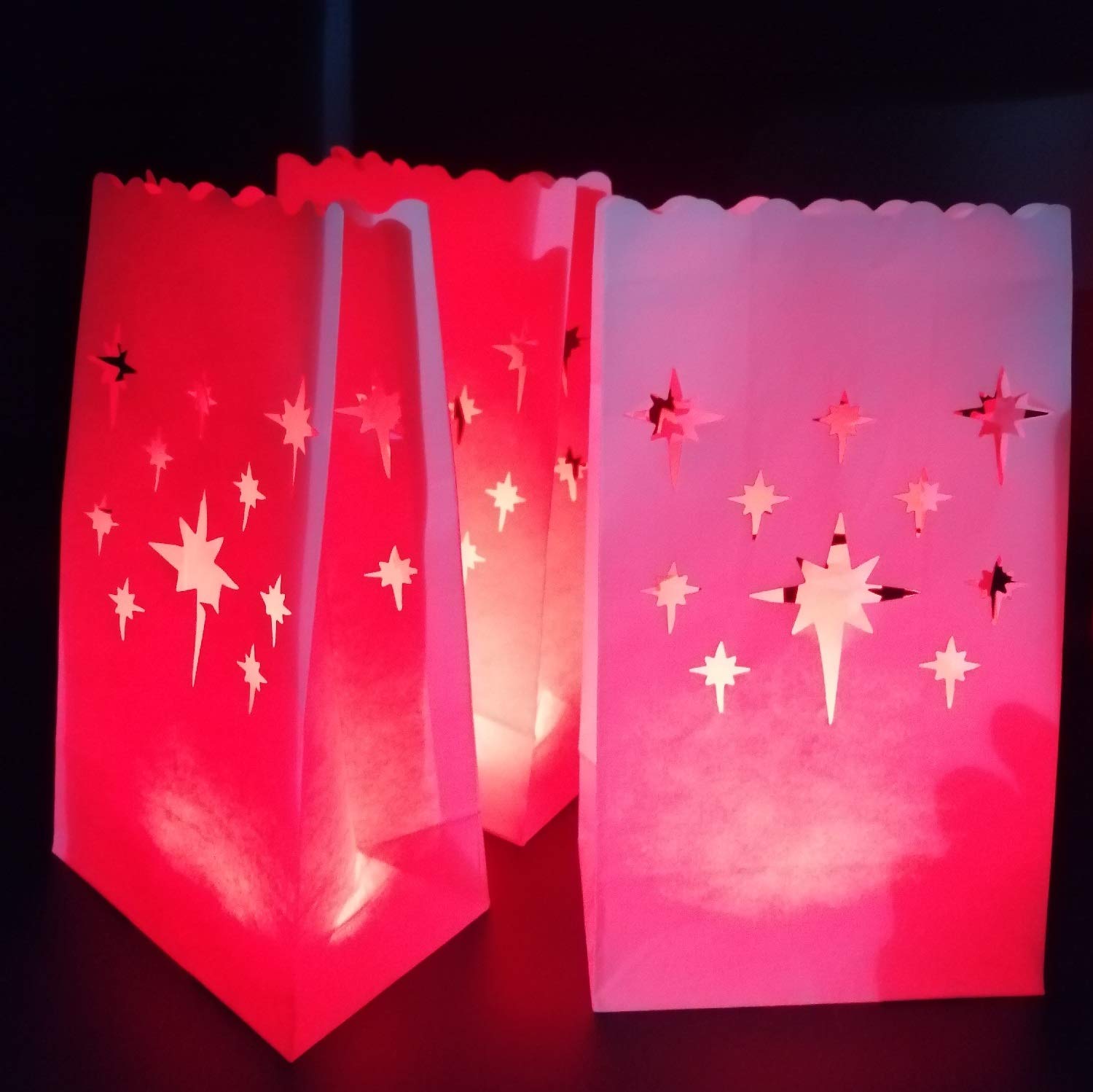 JT 20 PCS White Luminary Bags, Flame Resistant Candle Bags Luminaries for Christmas, Wedding, Birthday Party, Table Centerpieces