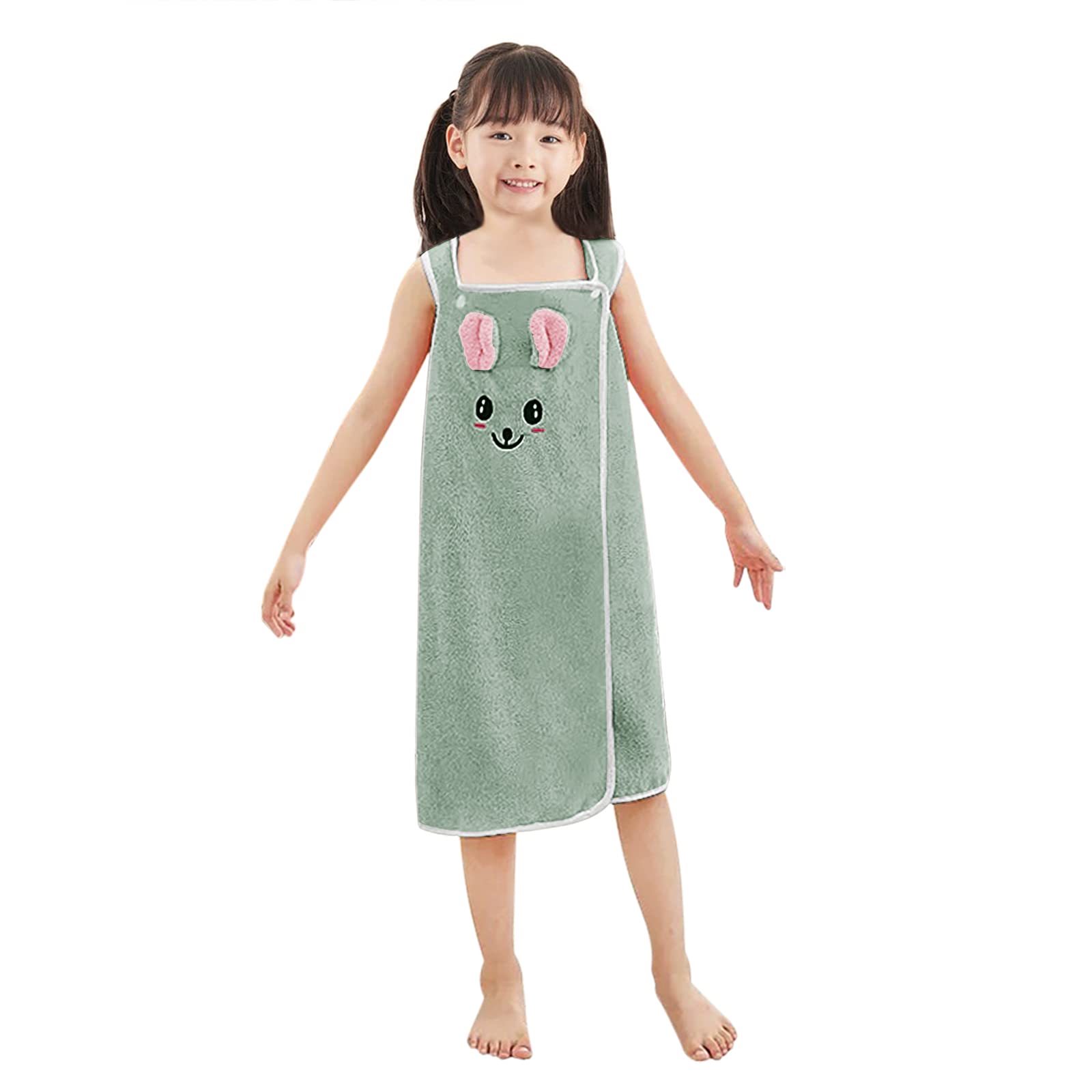 Faxianther Kids Bath Towel Wrap with Straps Soft Coral Fleece Bath Skirt Girls Thick Water Absorption Quick Dry Swimming Towels Animal Design Changing Robe Beach Bath Towels