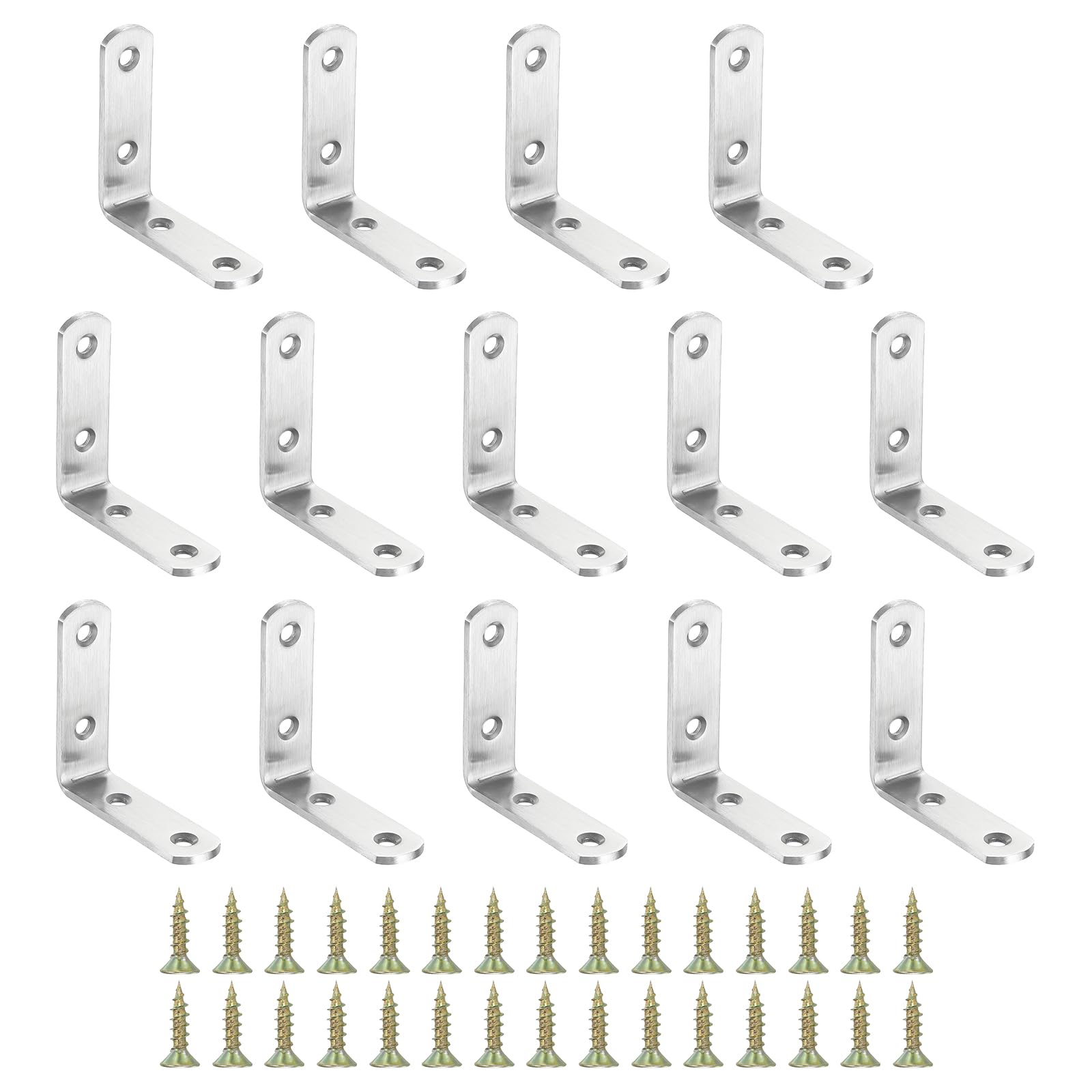 PATIKIL Stainless Steel Corner Braces 2.56 x 2.56 Inch,14 Pieces L Bracket Joint Right Angle Support Bracket L Shaped Corner Fasteners with Screws for Shelves, Silver — image 1