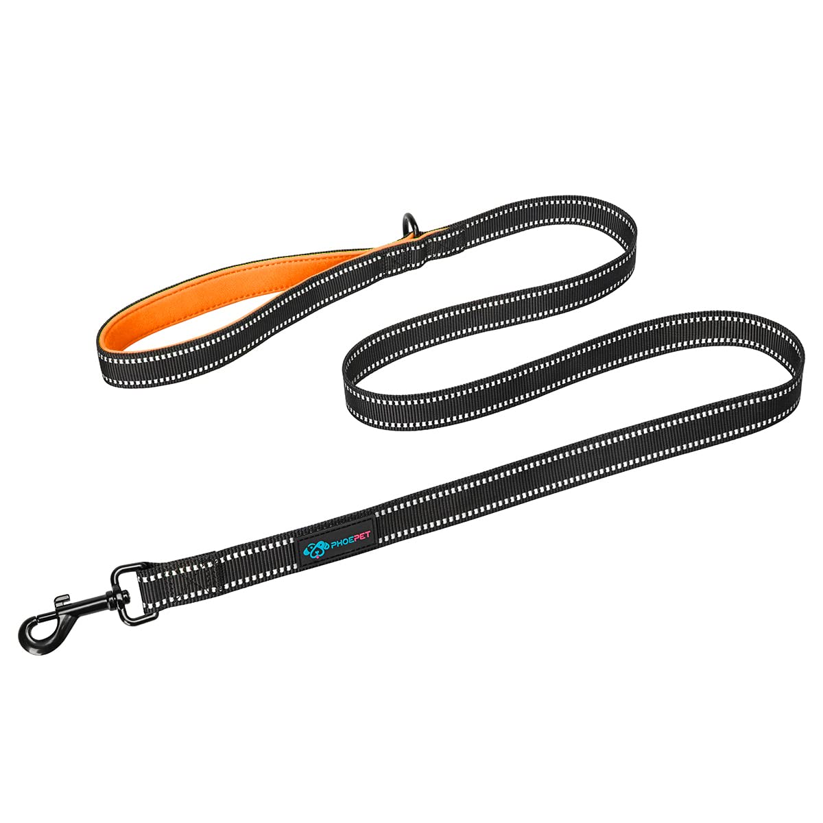 Photo 1 of PHOEPET 5 Feet Heavy Duty Dog Leash - Reflective - Soft Padded Handle Traffic Grip for Extra Control (L,Orange)